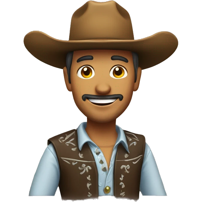 Vaquero con moño sonriendo emoji