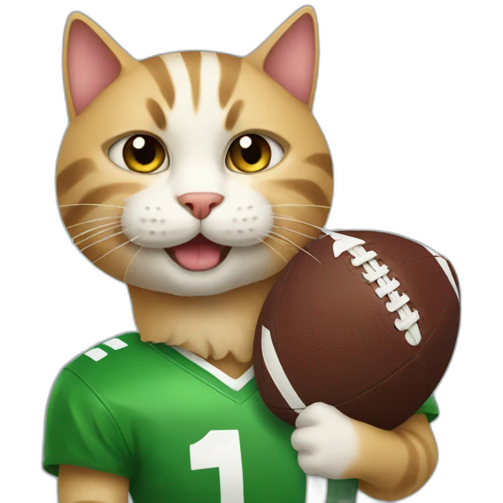 cat with football cat emoji