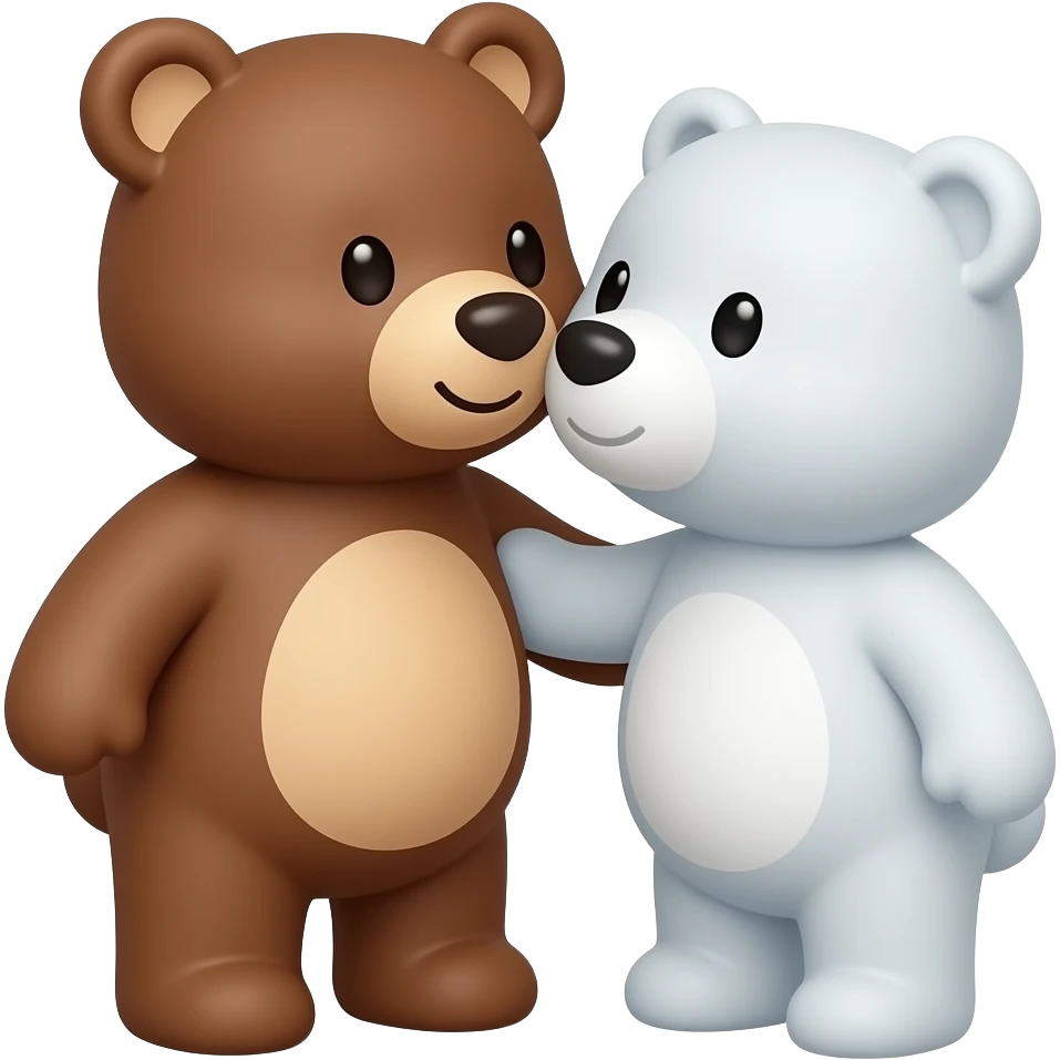I want one brown bear teddy kissing on cheek white bear teddy emoji
