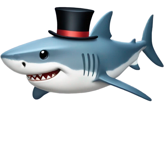 Shark with a top hat emoji