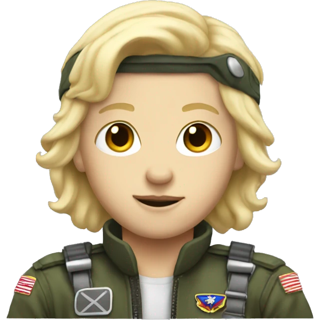 white kid with blonde hair dressed as fighter pilot emoji