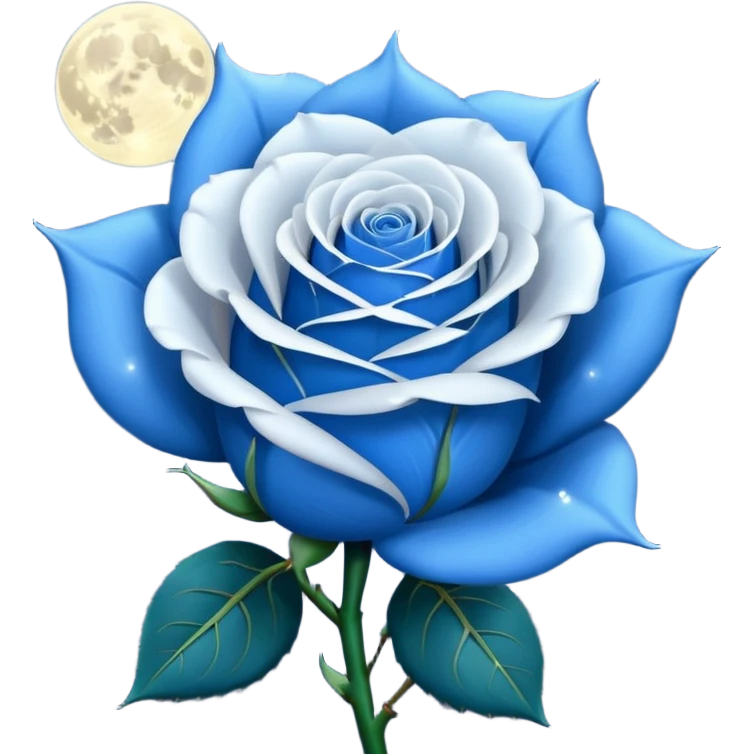 Blue rose wrapped in white moon shaped lights  emoji