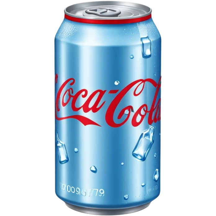 light blue Coca-Cola can with ice cubes emoji