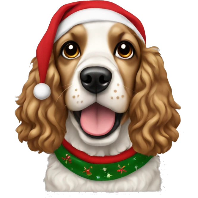 Cocker spaniol dog with a Christmas hoodie emoji