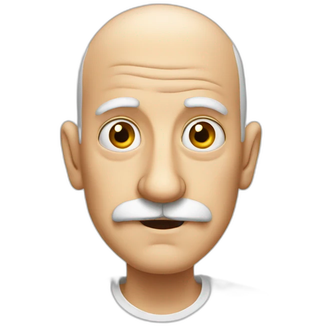 old man with big eyes, Italian moustache and bald head emoji