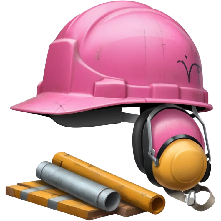 pink hard hat with graffity emoji