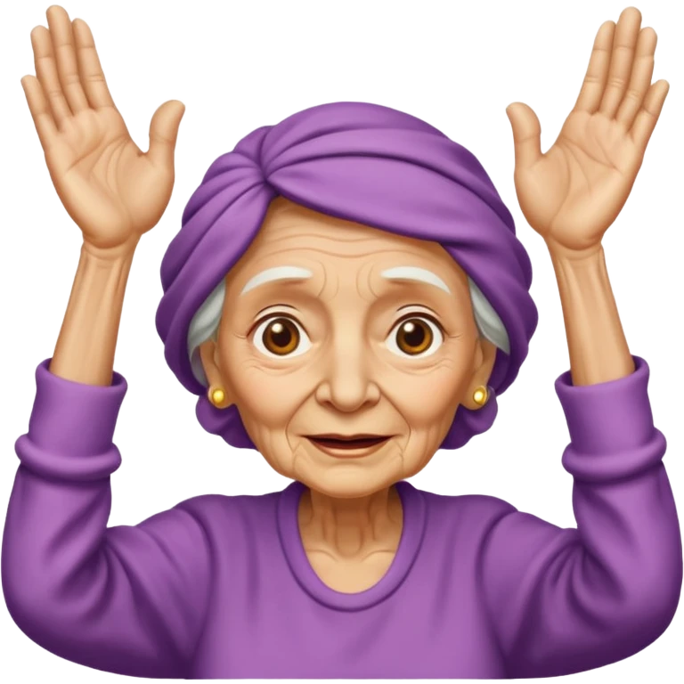 Old lady hands up raise the roof emoji