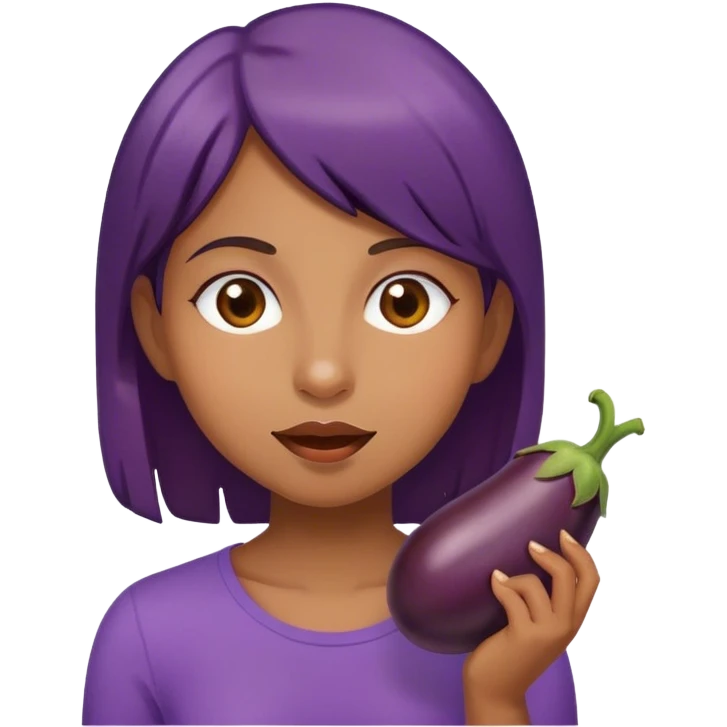 girl eating eggplant emoji