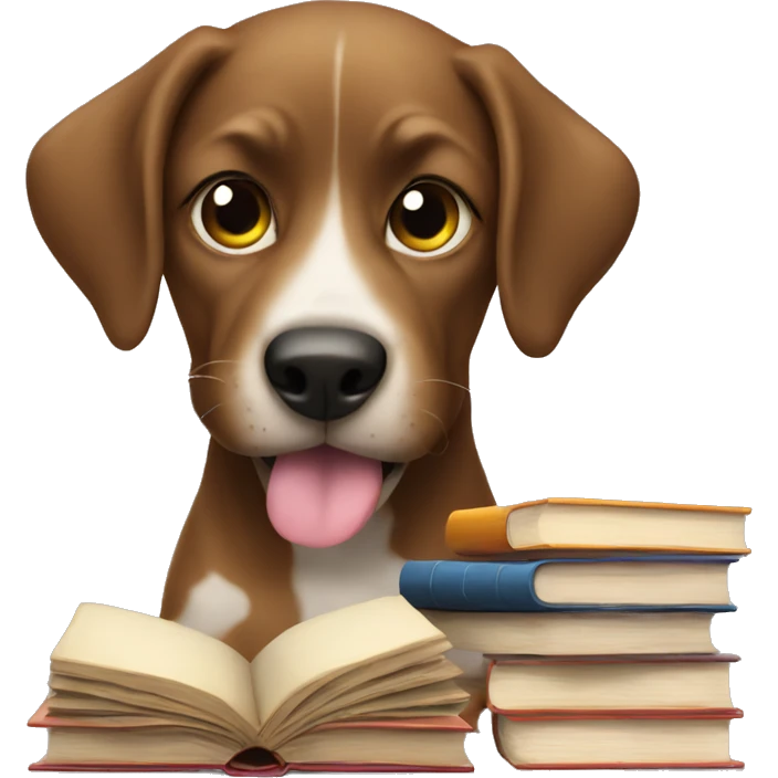 dog eating books emoji