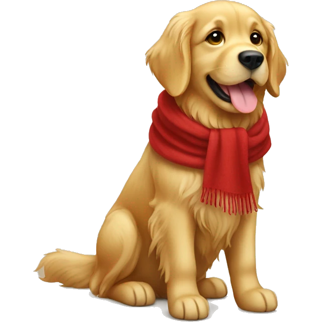 Golden retriever full body wearing a red scarf  emoji