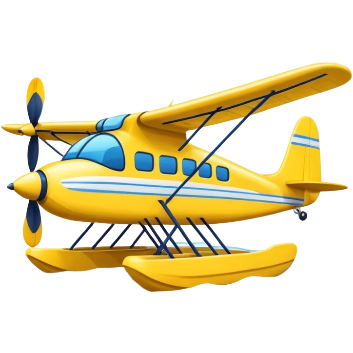 cartoon seaplane with pontoons emoji