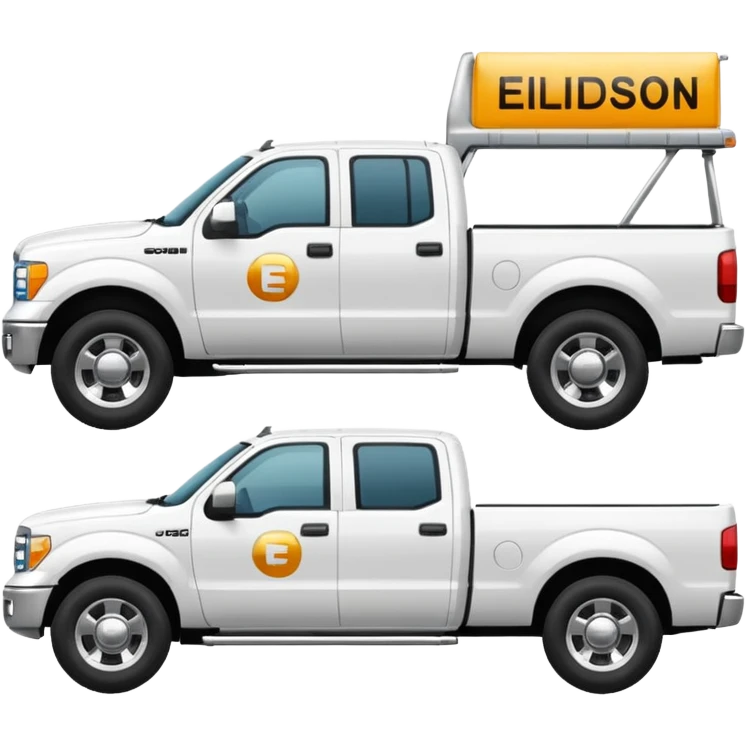 WHITE PICKUPTRUCK SIDE VIEW ELLISDON NAME ON TRUCK emoji