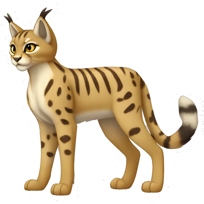 Striped and spotted Lynx-Caracal-Fakemon-hybrid full body emoji