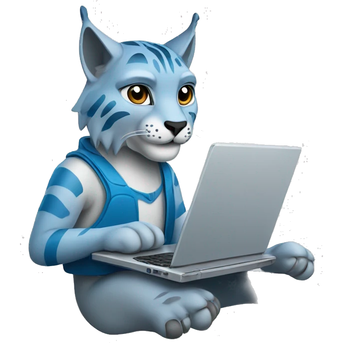 A blue lynx with a laptop emoji