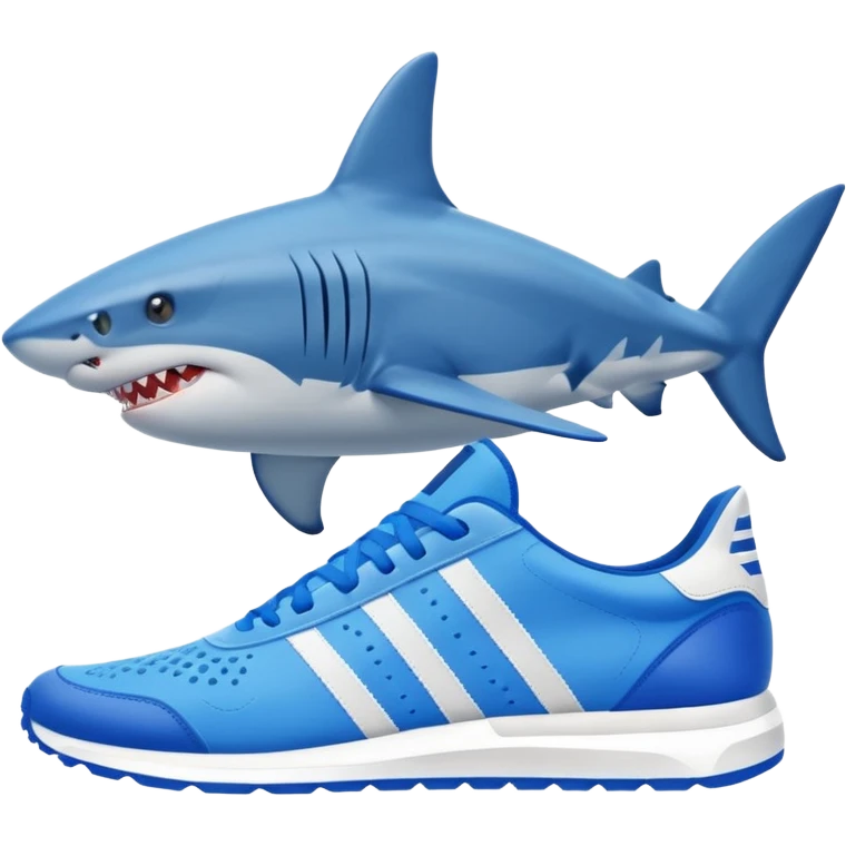 Morski pes z modrimi Adidas čevlji emoji