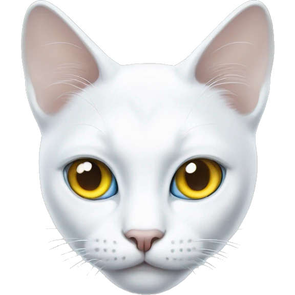 White cat with yellow left eye and blue right eye emoji