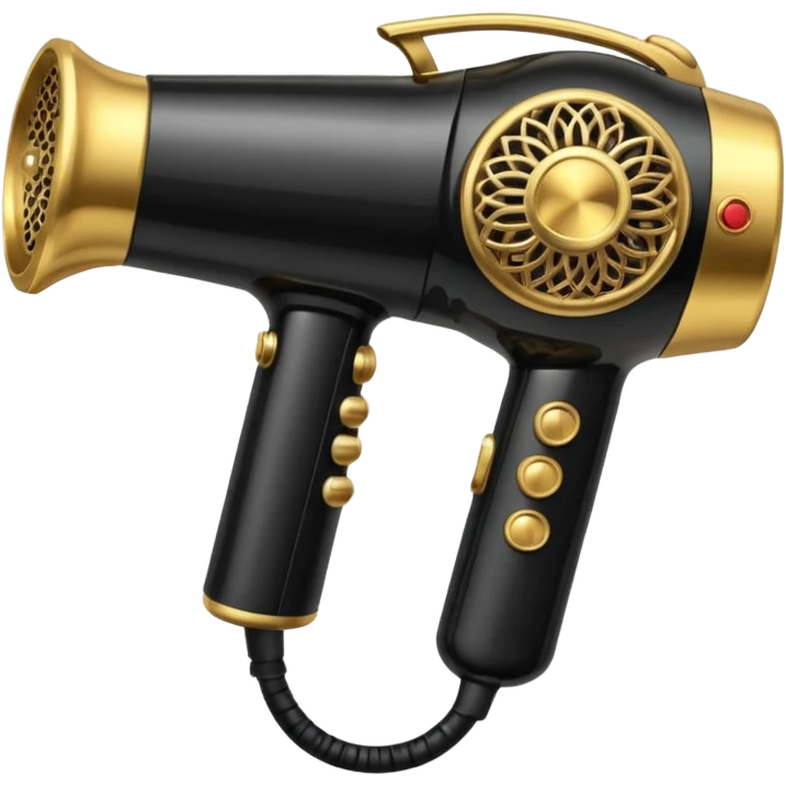 black blow dryer covered in jewelry emoji