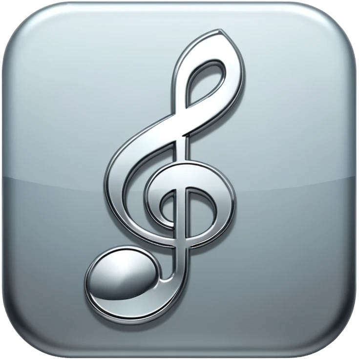 music note with a chromic metal texture, no gold emoji