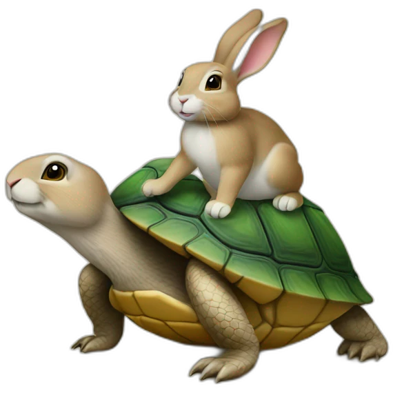 Lapin sur tortue emoji