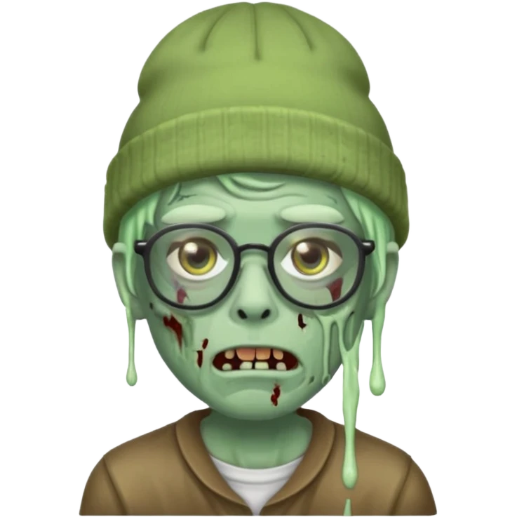 Hazme un zombie con gafas y un gorro de drip emoji