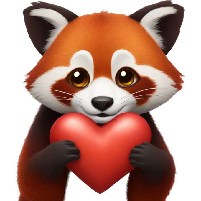 Red panda hugging a heart emoji