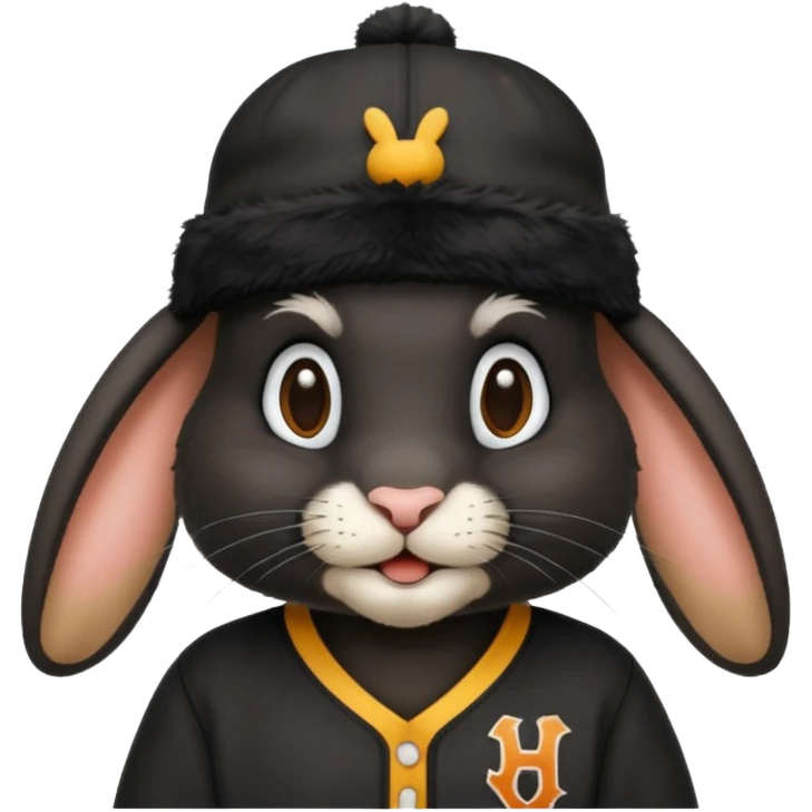 black rabbit with jersey and hat emoji