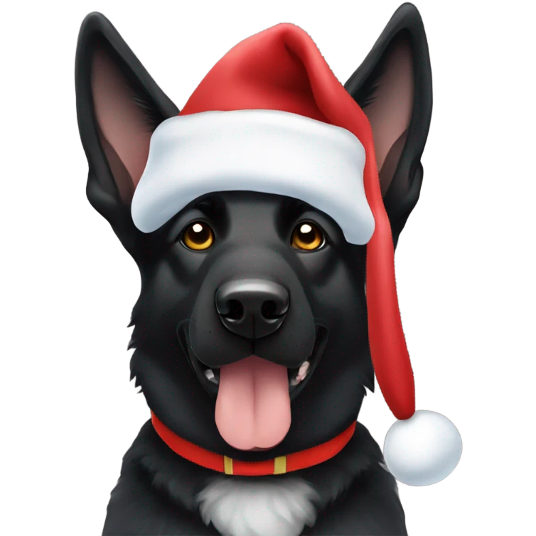 Black German shepherd Santa clause emoji
