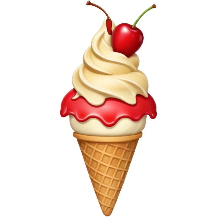 Ice cream cone with a cherry  emoji