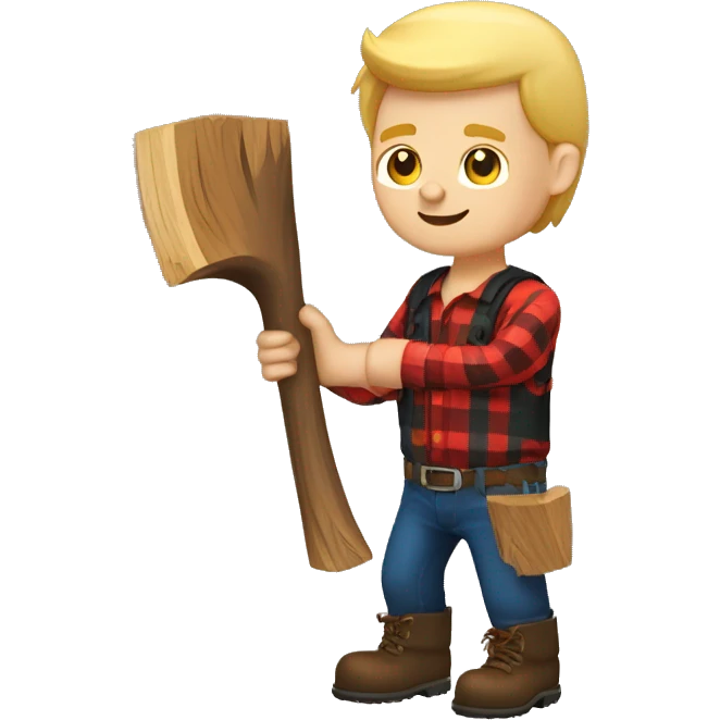 white man lumberjack blond hair chopping firewood emoji