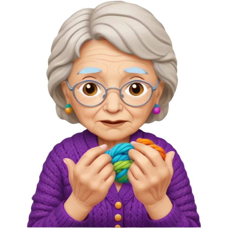 elderly woman knitting emoji