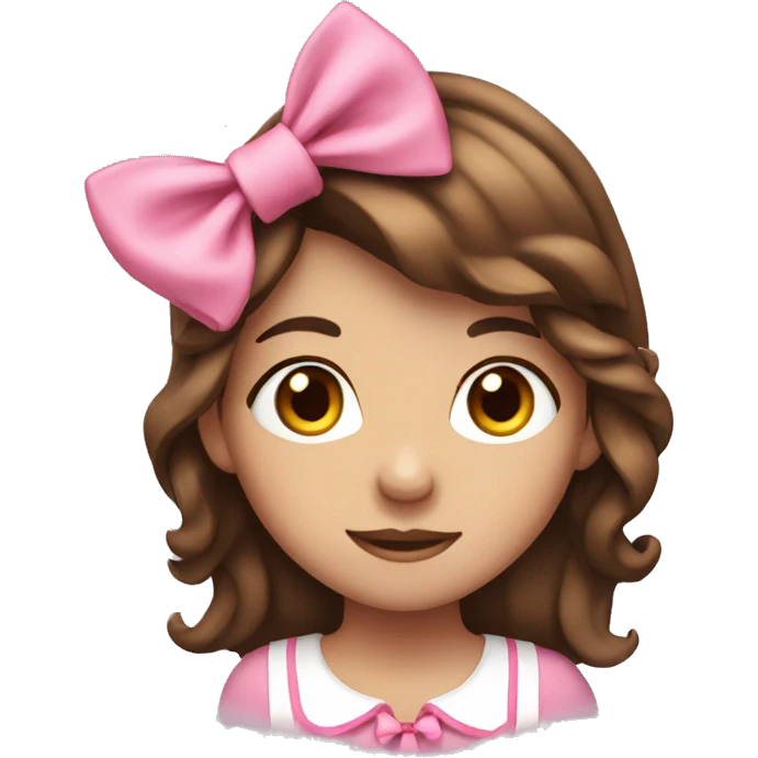 Girl with brown hair and pink bow emoji