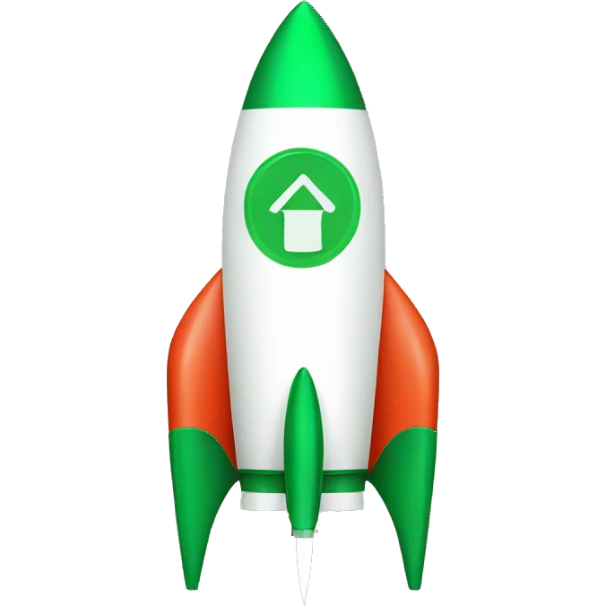 Green shopping back logo on a rocket emoji