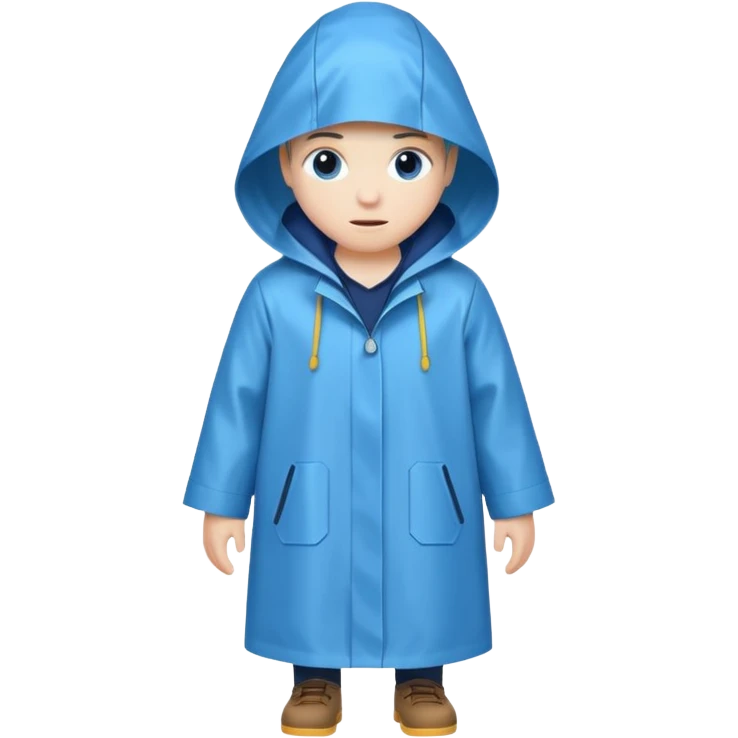 blue raincoat, just rain coat, negative character. emoji
