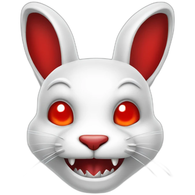 evil white rabbit with sharp fangs with red around mouth emoji