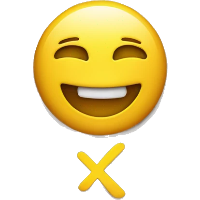 A grinning face with a yellow X symbol replacing the eyes. emoji