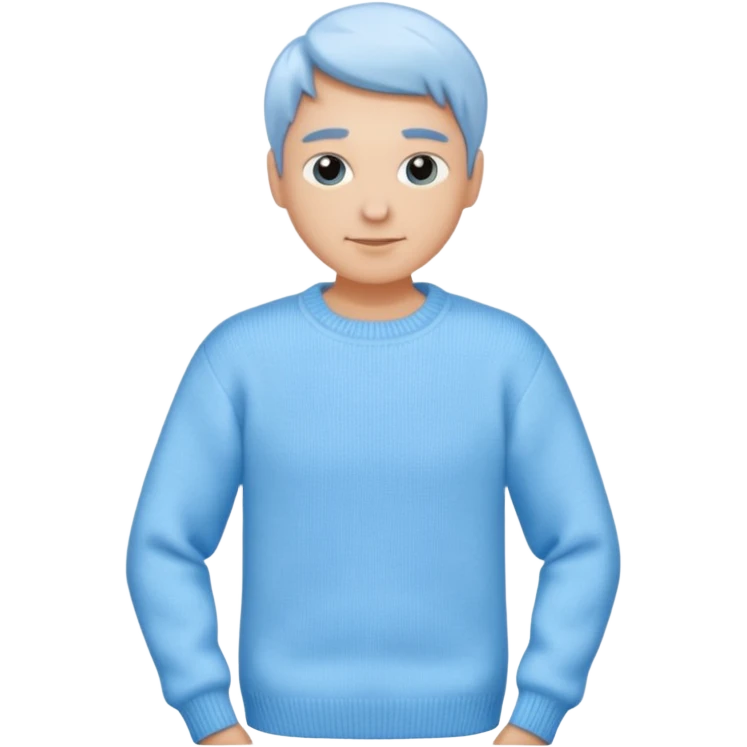 sky-blue sweater with light fabric folds and soft shading, casual style, Knitten. emoji