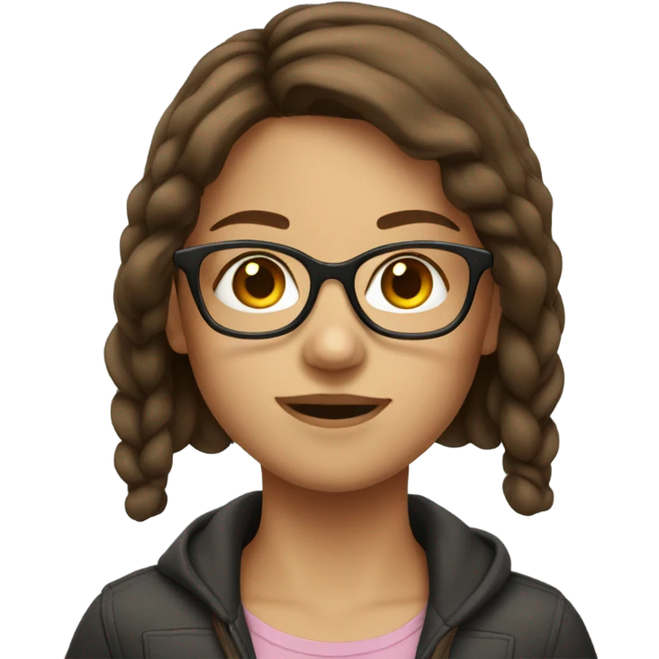 Brown hair girly that has glasses  emoji