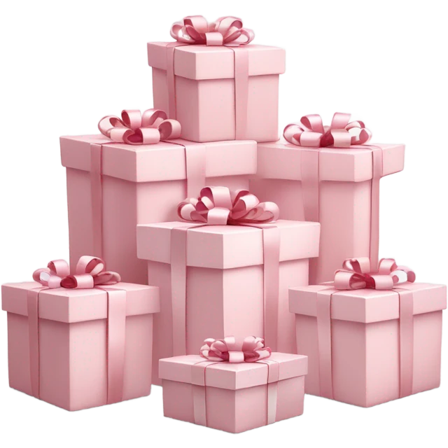Light pink Christmas gifts under a white Christmas tree  emoji