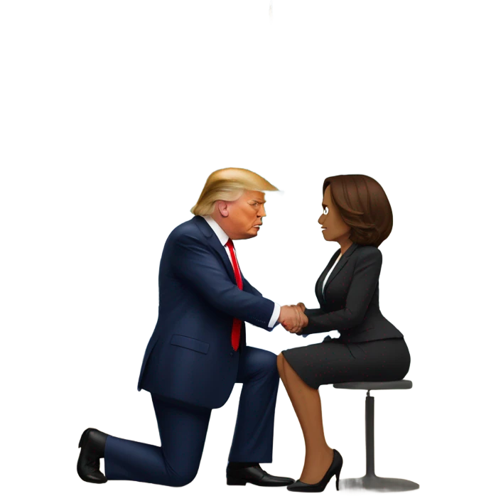 donald trump begging kamala harris  emoji