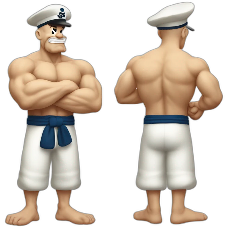 popeye the sailor show his left arm，full-body emoji