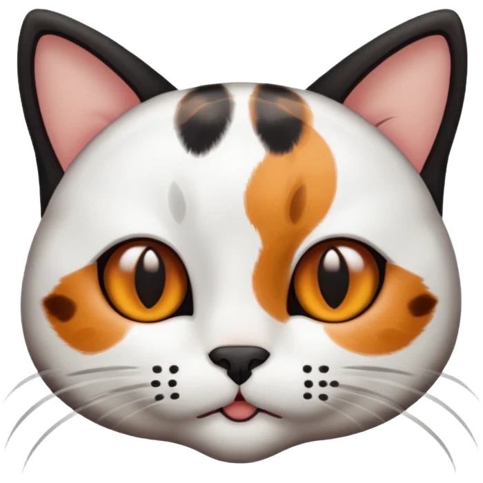 Cat blanco y negro con manchas marrones emoji