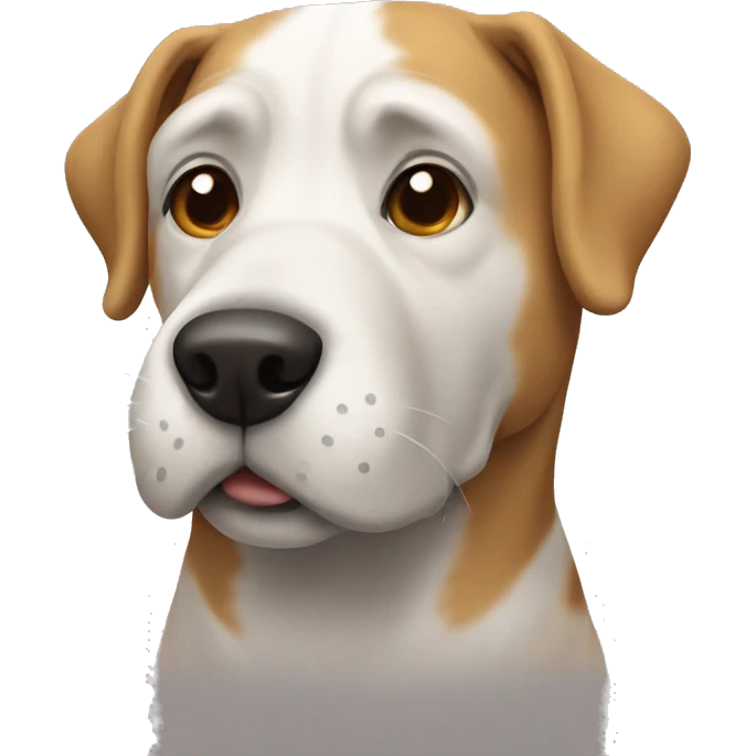 Dog wearing hodi emoji