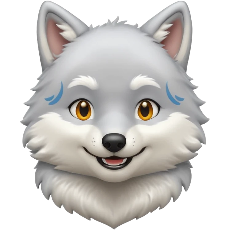 snow Wolf smile, half body emoji