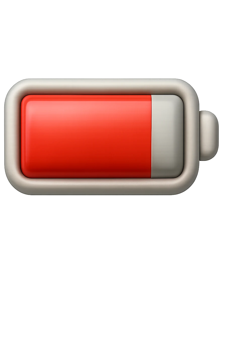 EMOJI STILE IPHONE DI UNA BATTERIA ROSSA SCARICA IN 3D emoji