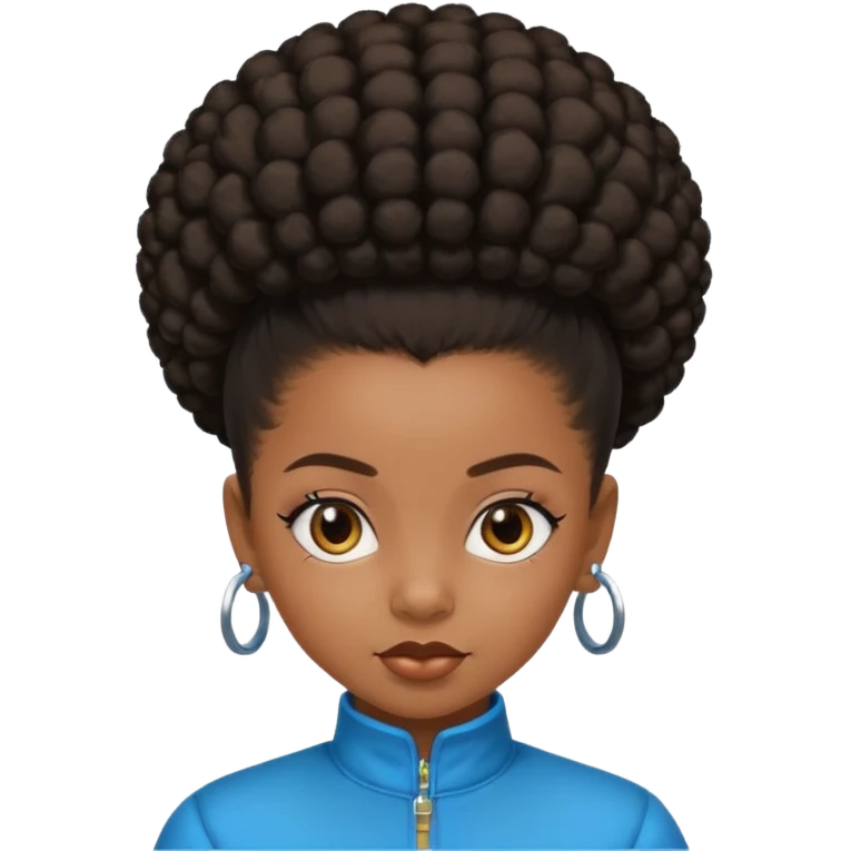 black girl with slick back afro puffkid emoji
