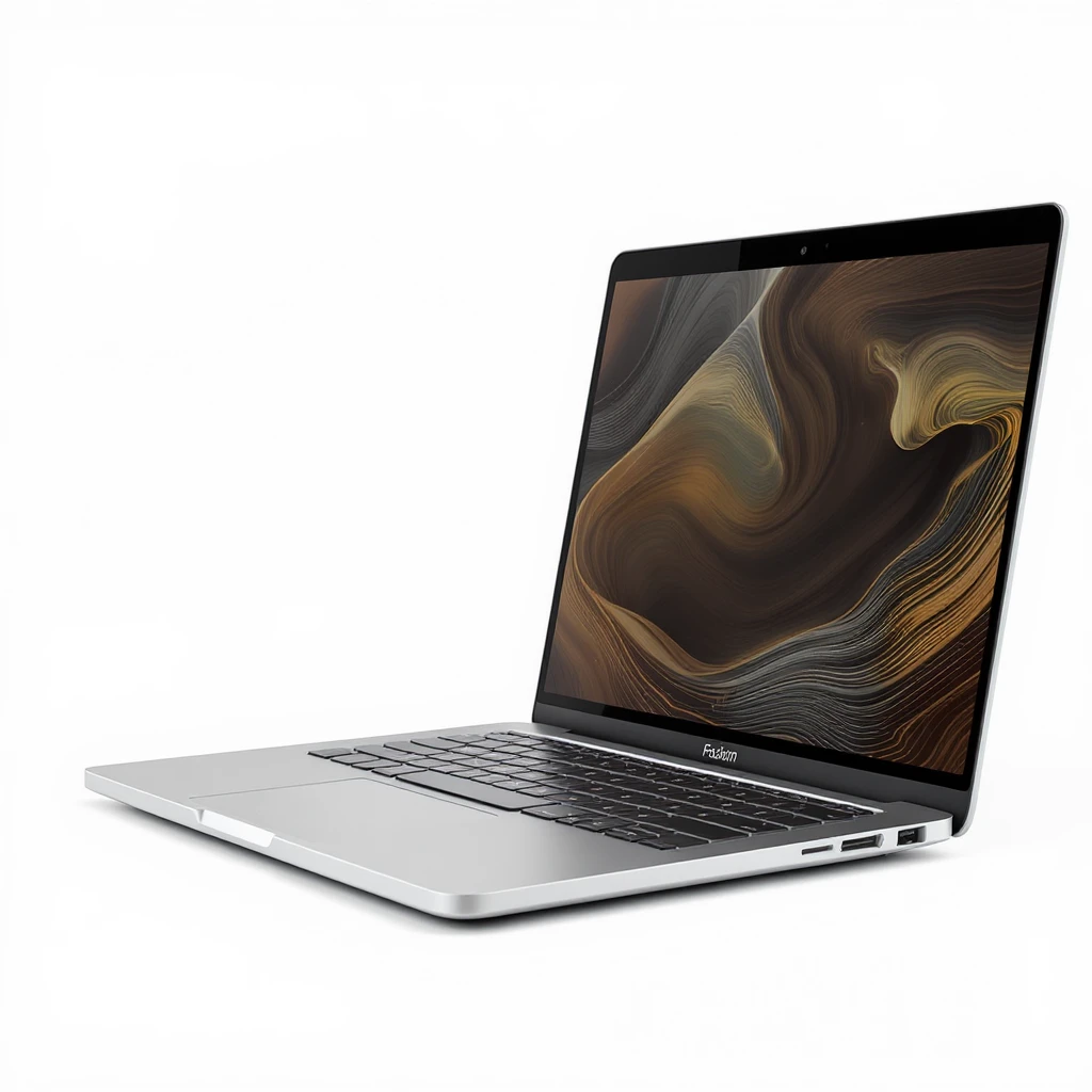 realistic stock photo style white open laptop on white background with soft shadows, side or angled view, no decoration emoji