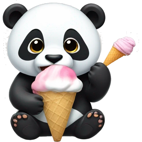 Panda eating ice cream emoji
