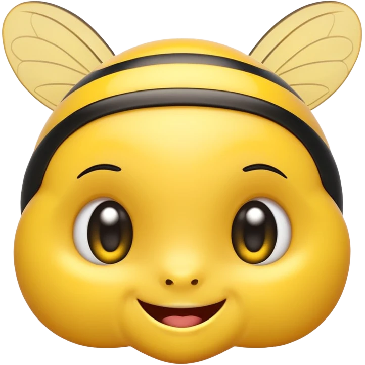 Yellow big shiny eyes emoji smiling and blushing with Bumblebees around it and its happy emoji