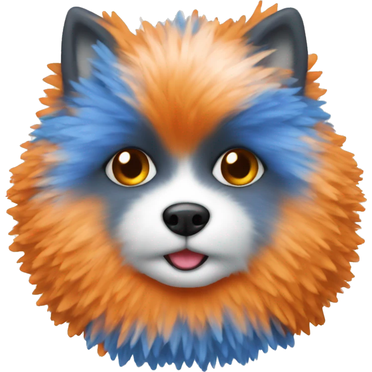 orange and blue and white pom pom emoji