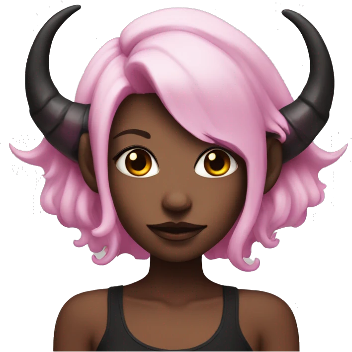 demon girl with black and pink hair and horns  emoji